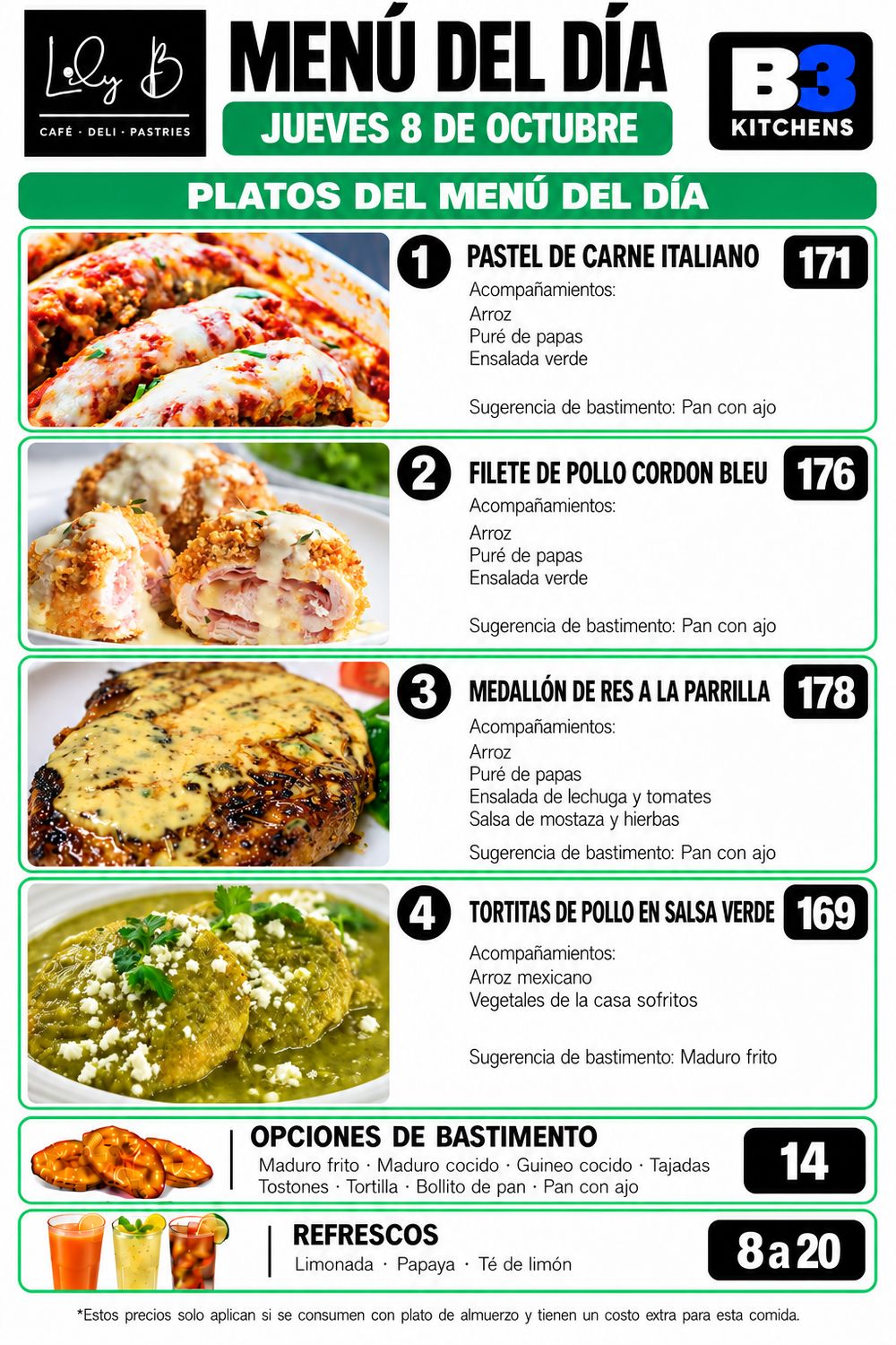 JUEVES OCTUBRE 8, Tipo: #1 Pastel de carne italiano