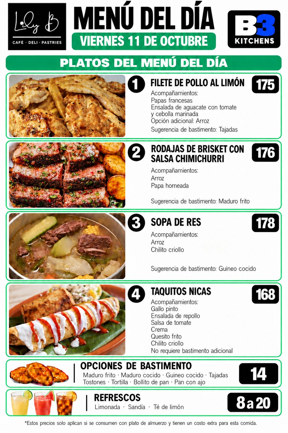 VIERNES OCTIBRE 9, Tipo: #1 Filete de pollo al limón