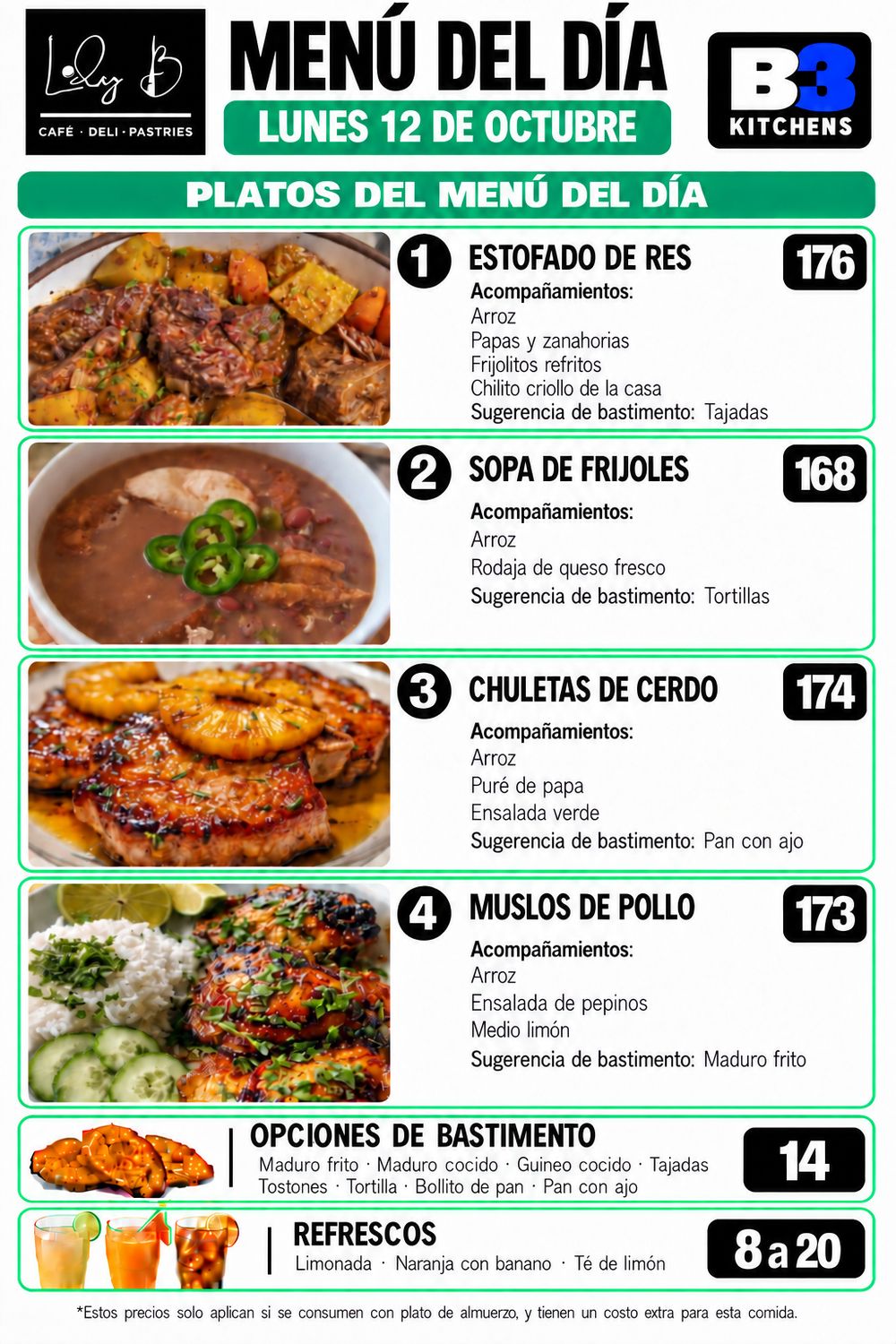 LUNES OCTUBRE 12, Tipo: #1 Estofado de res