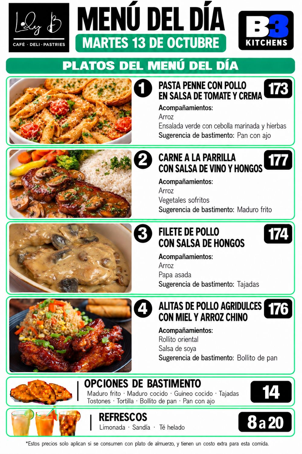 MARTES OCTUBRE 13 MARTES OCTUBRE 13, Tipo: #1 Pasta penne con pollo