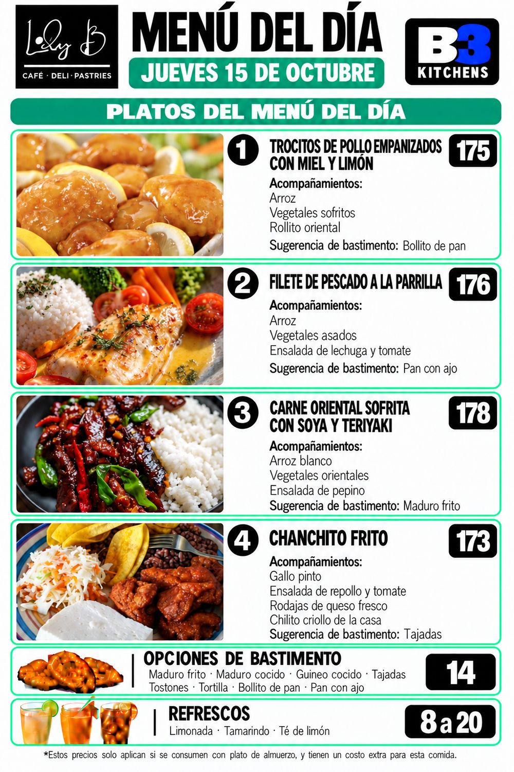 JUEVES OCTUBRE 15 JUEVES OCTUBRE 15, Tipo: #1 Trocitos de pollo, empanizados