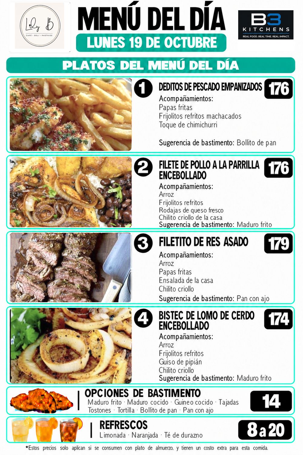 LUNES OCTUBRE 19, Tipo: #1 Deditos de pescado, empanizados