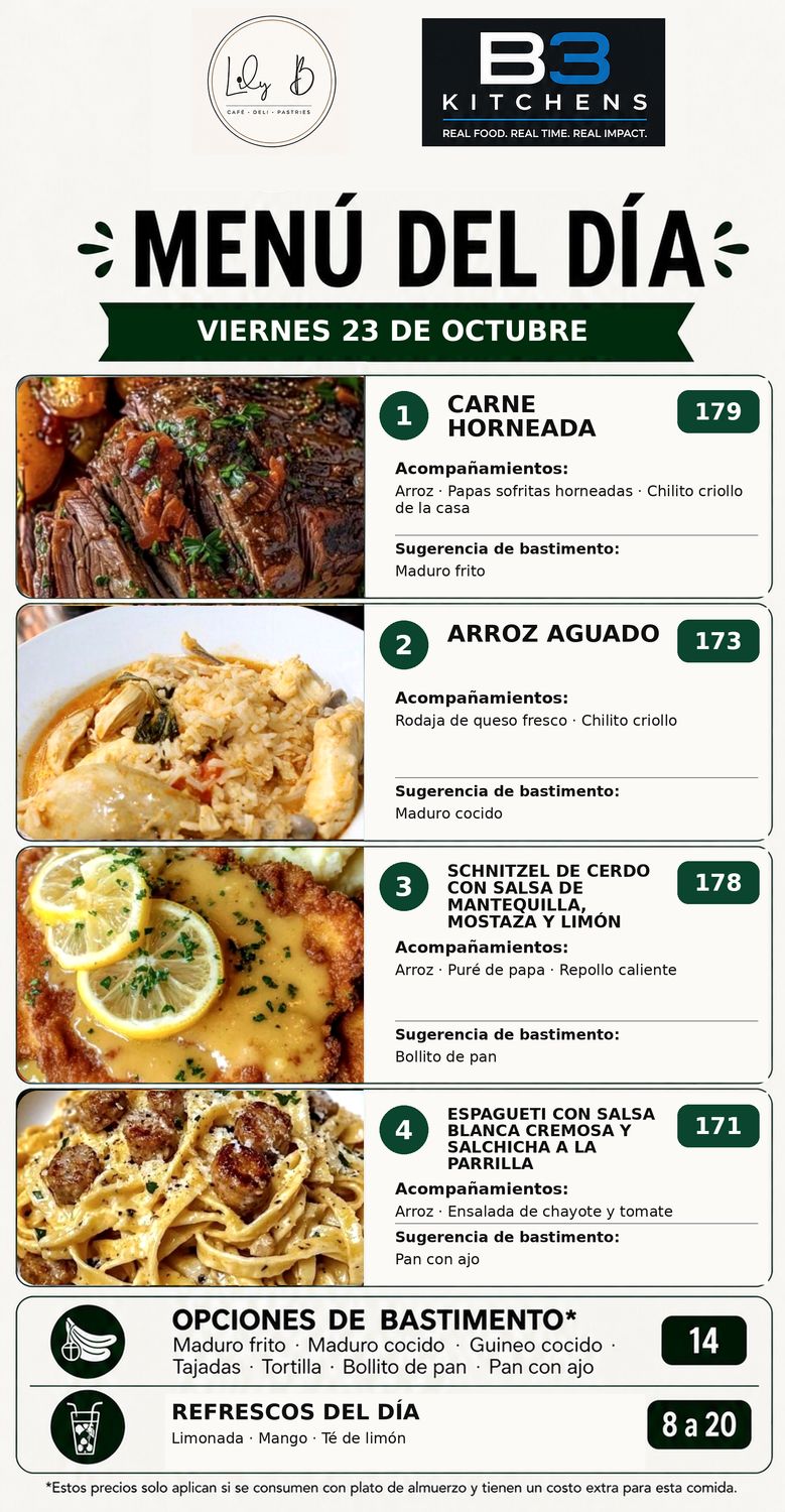 VIERNES OCTUBRE 23 VIERNES OCTUBRE 23, Tipo: #1 Carne horneada