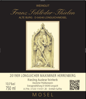 2019 Longuicher Maximiner Herrenberg, Riesling AUSLESE feinherb, NOBLESSE