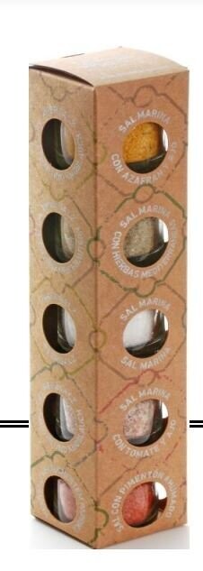 GLOSA MARINA Set 5x 25g FLOR DE SAL (SAFRAN, MEDITERRANE KRÄUTER, NATUR, TOMATE & KNOBLAUCH, GERÄUCHERTER PAPRIKA)