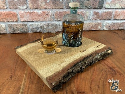 Single Dram Board - massive Eiche mit Rinde - für eine Personen - Whisky-Board (passend für Glencairn)