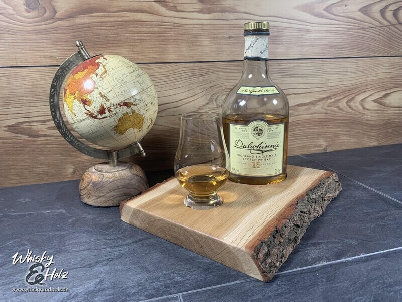 Single Dram Board - massive Eiche mit Rinde - für eine Personen - Whisky-Board (passend für Glencairn)