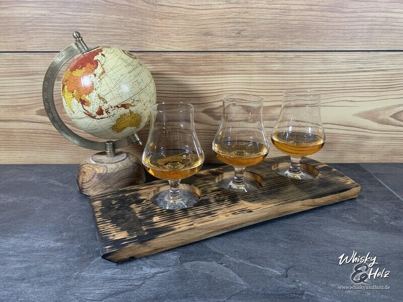 Tasting-Board - Fassdaube Glenburgie - für drei Gläser - Whisky-Board - personalisierbar
