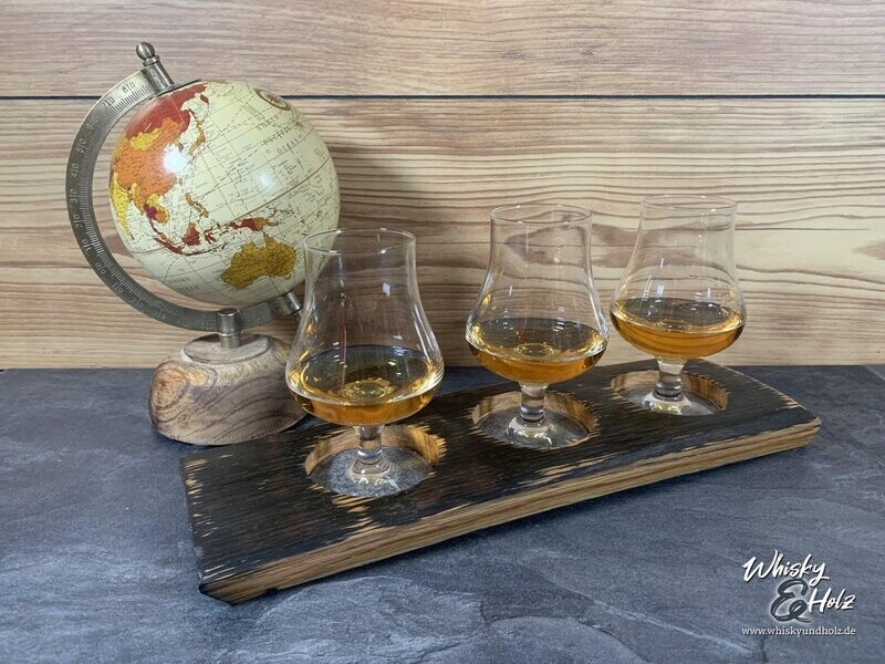 Tasting-Board - Fassdaube Glenburgie - für drei Gläser - Whisky-Board - personalisierbar