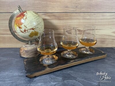 Tasting-Board - Fassdaube Glenburgie - für drei Gläser - Whisky-Board - personalisierbar