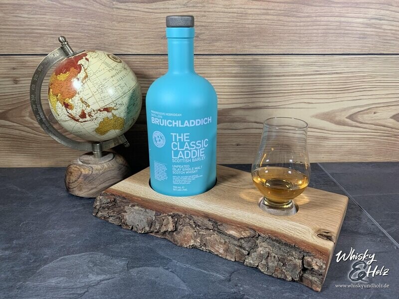 Single Dram Board - massive Eiche mit Rinde - für eine Personen - Whisky-Board (passend für Glencairn)