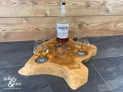 Shared Dram Board XL - Teak Baumscheibe - für zwei Personen - Whisky-Board