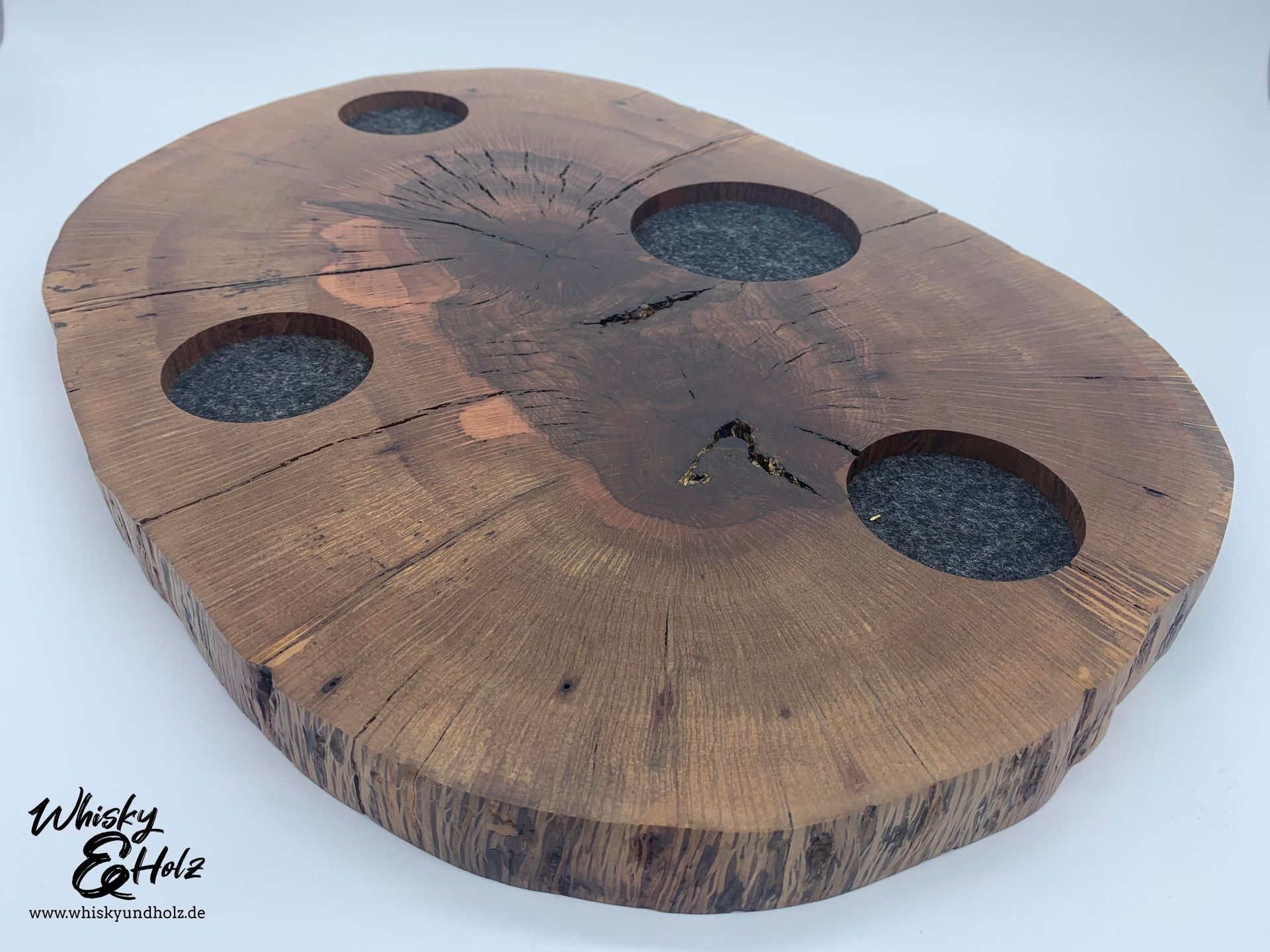 Shared Dram Board XL - Steineiche Baumscheibe - für drei Personen - Whisky-Board