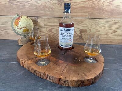 Shared Dram Board XL - Steineiche Baumscheibe - für drei Personen - Whisky-Board