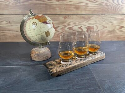 Tasting-Board - Fassdaube Glenburgie - für drei Gläser - Whisky-Board (passend für Glencairn) - personalisierbar