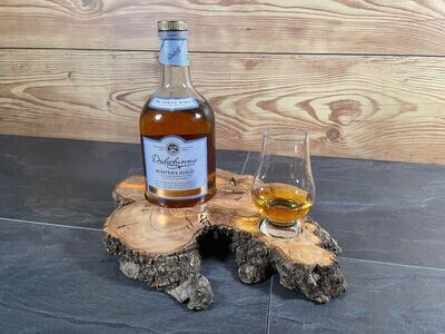 Single Dram Board - Olivenholz Baumscheibe - für eine Personen - Whisky-Board (passend für Glencairn)