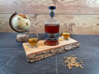 Shared Dram Board - massive Eiche mit Rinde - für zwei Personen - Whisky-Board (passend für Glencairn)