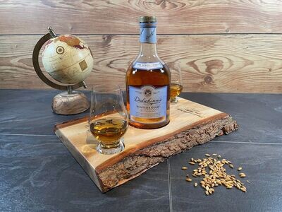 Shared Dram Board - massive Eiche mit Rinde - für zwei Personen mit Zitat-Gravuren - Whisky-Board (passend für Glencairn)