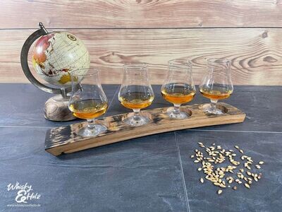 Tasting-Board - Fassdaube Glenburgie - für vier Gläser - Whisky-Board - personalisierbar