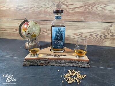 Shared Dram Board - massive Eiche mit Rinde - für zwei Personen mit Gravur - Whisky-Board (passend für Glencairn)