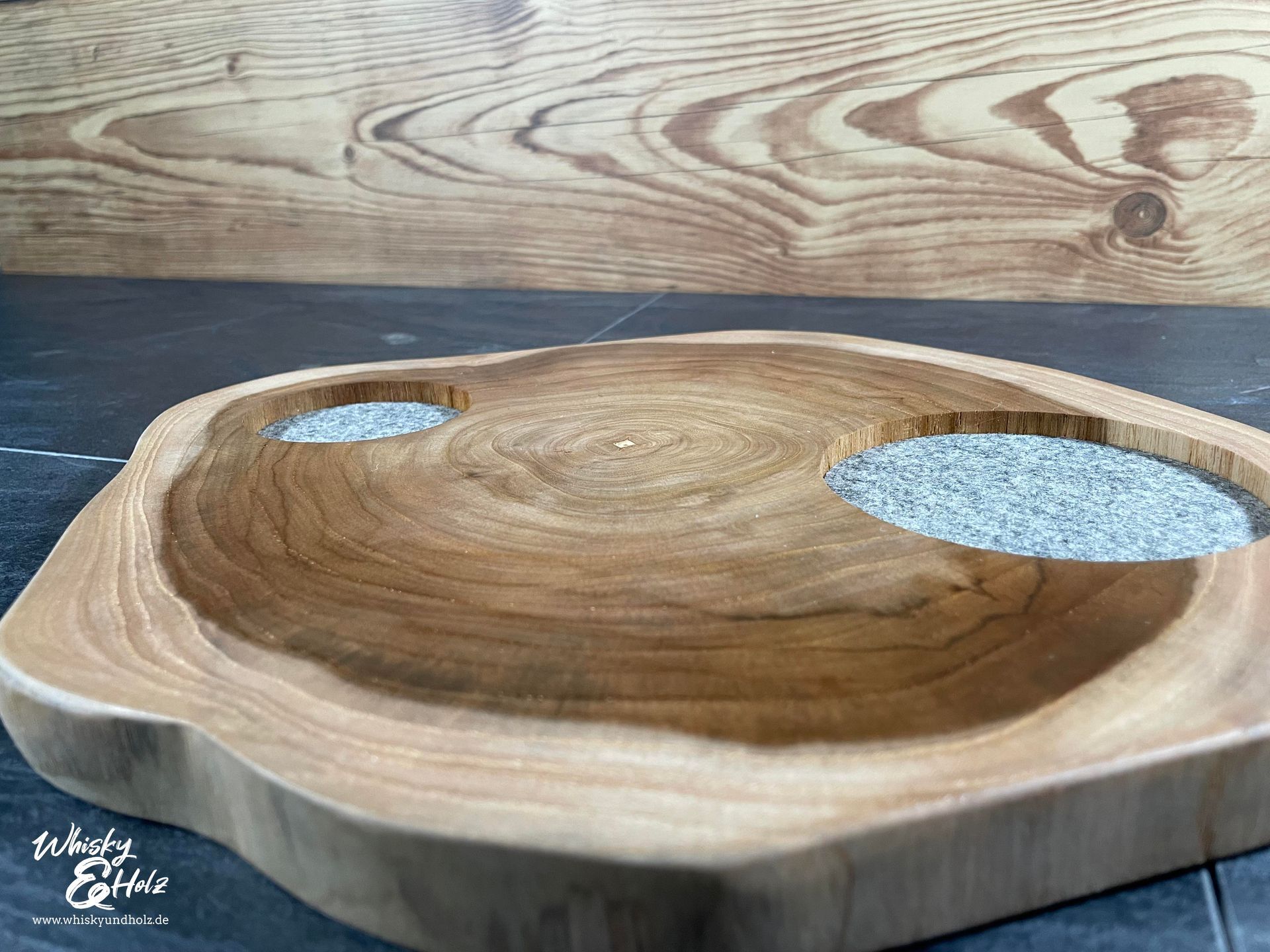 Single Dram Board - Teak Baumscheibe - für eine Personen - Whisky-Board