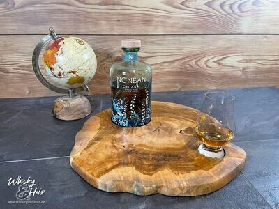 Single Dram Board - Teak Baumscheibe - für eine Personen mit Zitat-Gravur - Whisky-Board (passend für Glencairn)