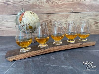Tasting-Board - Fassdaube Glenburgie - für fünf Gläser - Whisky-Board (passend für Glencairn) - personalisierbar