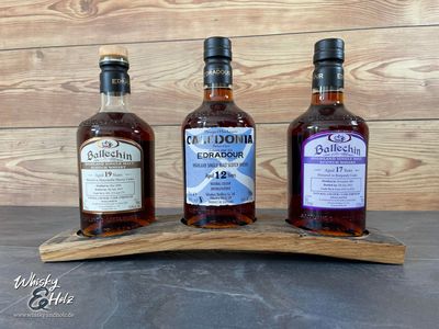 Bottle Display Board - Fassdaube vom schottischen Whiskyfass - für drei Flaschen - Whisky-Board