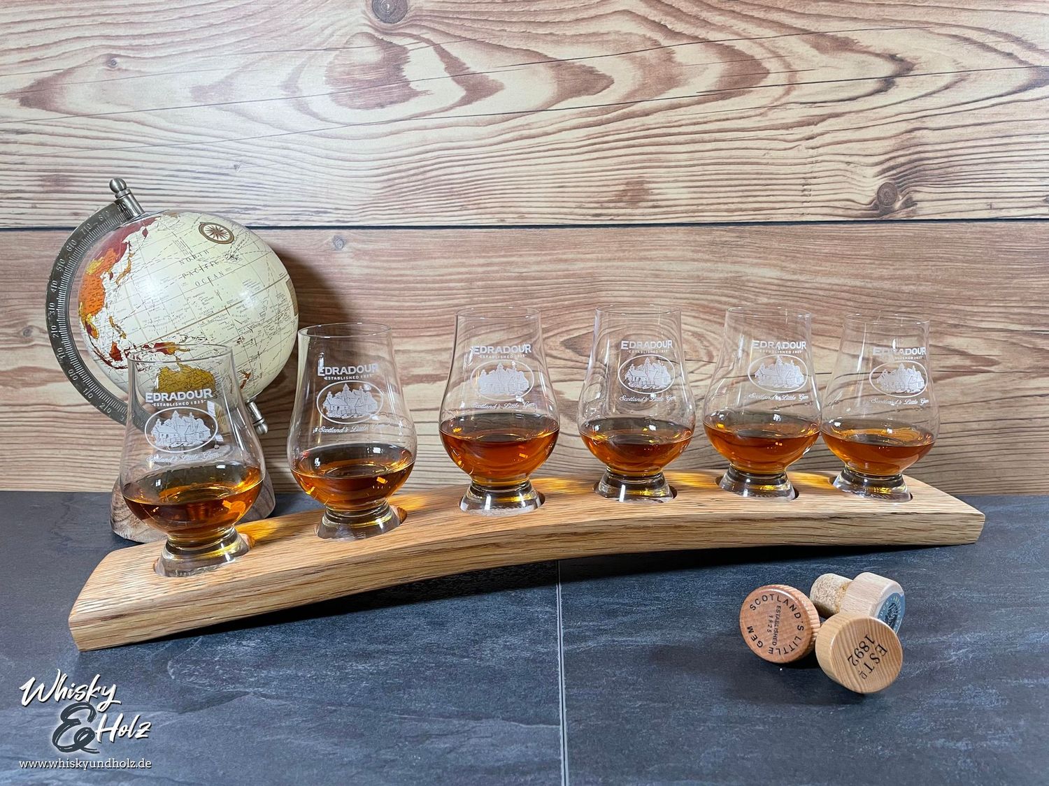 Tasting-Board - Fassdaube Glenburgie - für sechs Gläser - Whisky-Board (passend für Glencairn) - personalisierbar
