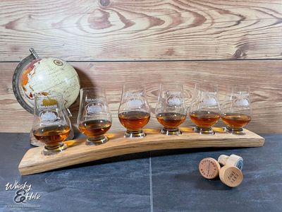 Tasting-Board - Fassdaube Glenburgie - für sechs Gläser - Whisky-Board (passend für Glencairn) - personalisierbar