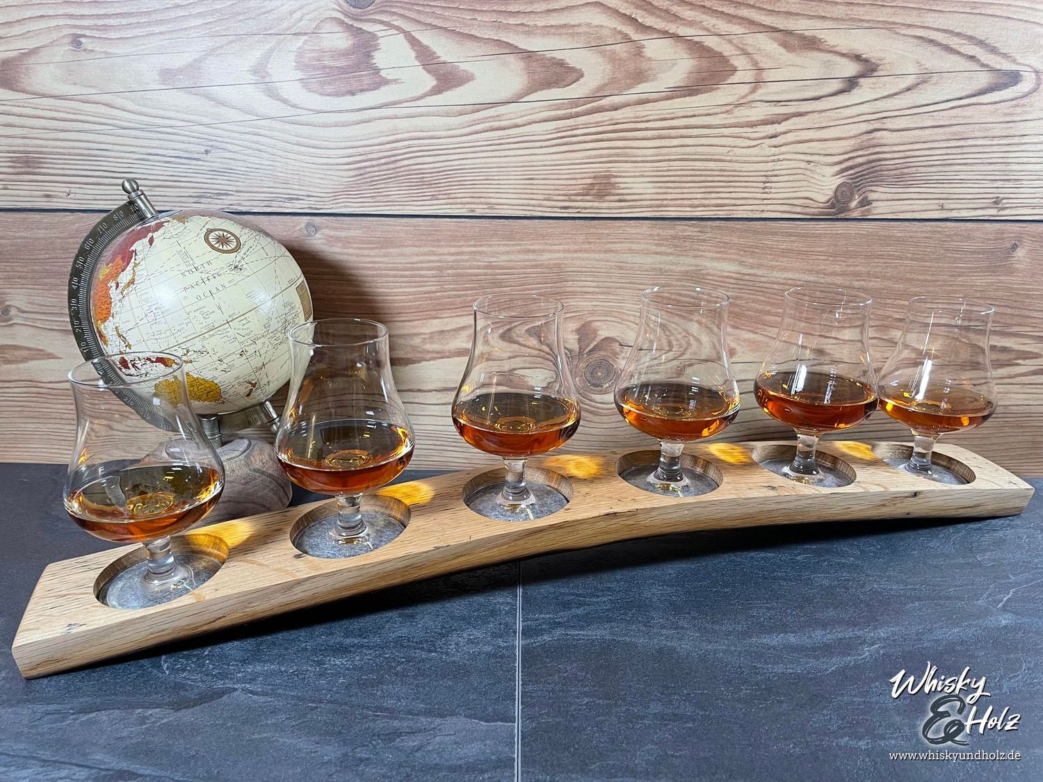 Tasting-Board - Fassdaube Glenburgie - für sechs Gläser - Whisky-Board - personalisierbar