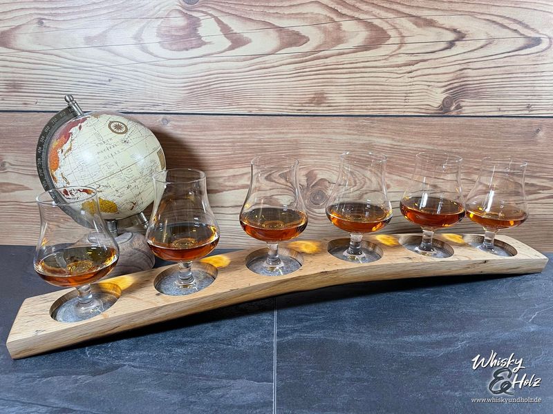 Tasting-Board - Fassdaube Glenburgie - für sechs Gläser - Whisky-Board - personalisierbar