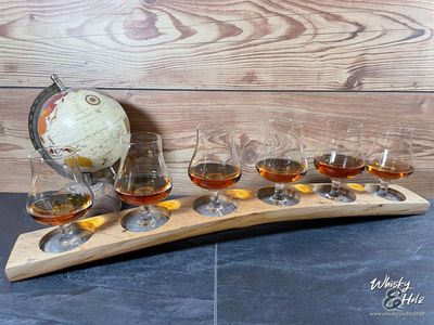 Tasting-Board - Fassdaube Glenburgie - für sechs Gläser - Whisky-Board - personalisierbar