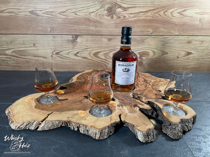 Shared Dram Board XL - Olivenholz Baumscheibe - für drei Personen - Whisky-Board