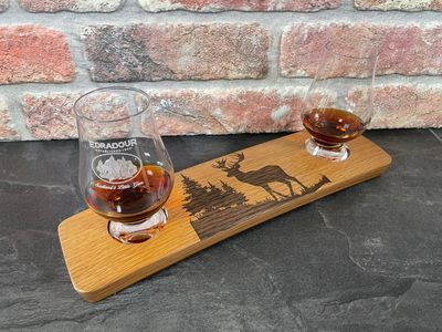 Tasting-Board - Fassdaube vom Cask Wizard - für zwei Gläser - Whisky-Board (passend für Glencairn) - personalisierbar