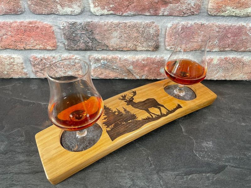 Tasting-Board - Fassdaube vom Cask Wizard - für zwei Gläser - Whisky-Board - personalisierbar