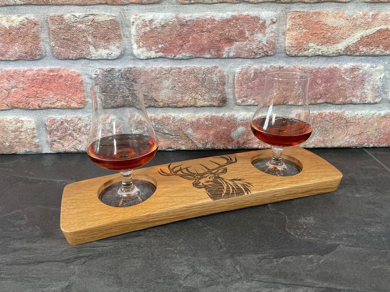 Tasting-Board - Fassdaube vom Cask Wizard - für zwei Gläser - Whisky-Board - personalisierbar