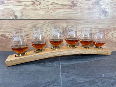 Tasting-Board - Fassdaube vom Cask Wizard - für sechs Gläser - Whisky-Board (passend für Glencairn) - personalisierbar