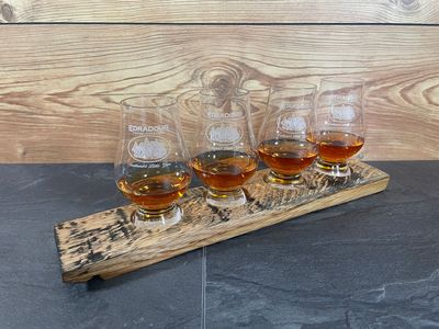Tasting-Board - Fassdaube Glenburgie - für vier Gläser - Whisky-Board (passend für Glencairn) - personalisierbar