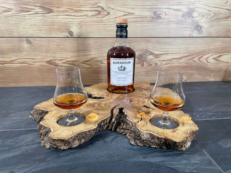 Shared Dram Board XL - Olivenholz Baumscheibe - für zwei Personen - Whisky-Board
