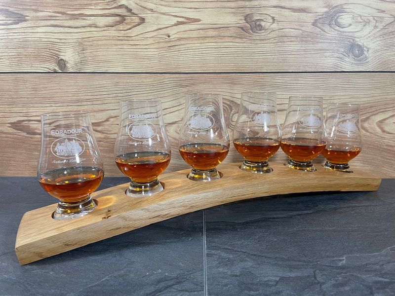 Tasting-Board - Fassdaube vom Cask Wizard - für sechs Gläser - Whisky-Board (passend für Glencairn) - personalisierbar