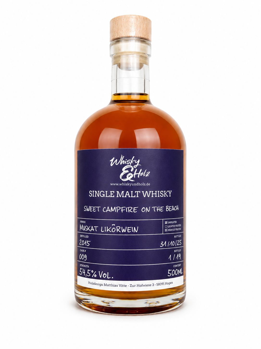 Whisky & Holz - 2015/2025 - Sweet Campfire on the Beach - Muskat Likörwein Finish - 0,5l