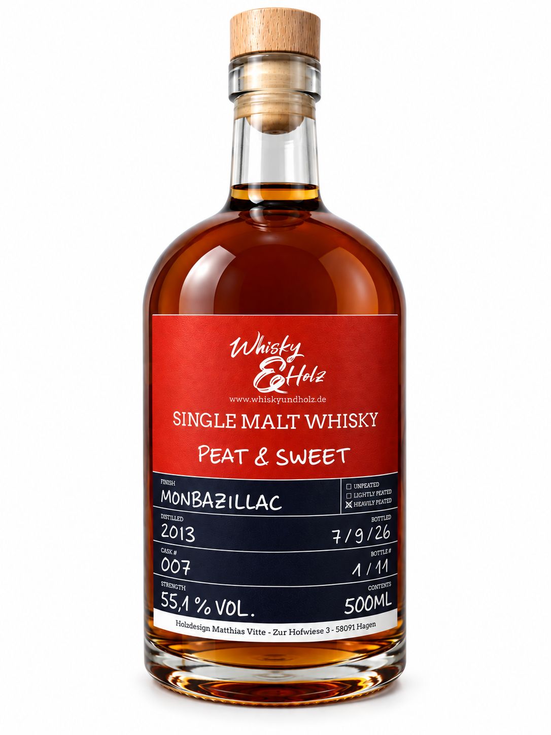 Whisky & Holz - 2013/2026 - Peat & Sweet - Monbazillac Finish - 0,5l