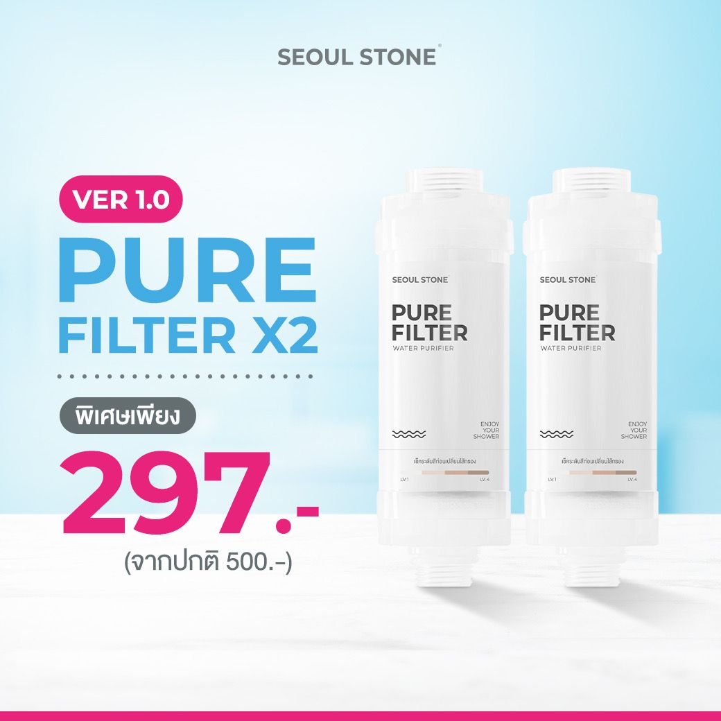 ที่กรองน้ำฝักบัวเกาหลี และสายชำระ Seoul Stone Pure Filter แบบแพ็ค 2 ชิ้น 390.- (จาก 500.-)