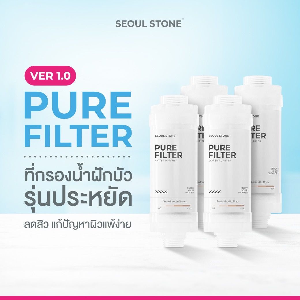 Pure Filter 1.0 ที่กรองน้ำฝักรุ่นประหยัด ลดสิว ผิวแพ้น้ำ แพ็ค 4 ชิ้น ราคาเพียง 497.- (ปกติ 1,000.- )