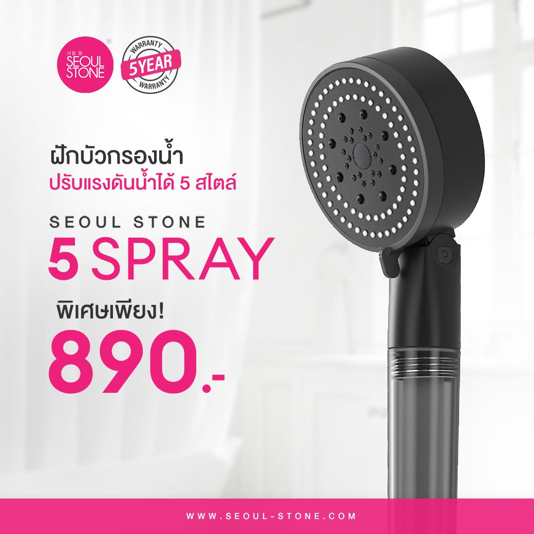 ฝักบัวกรองน้ำ Seoul Stone 5 Spray (เฉพาะฝักบัว)