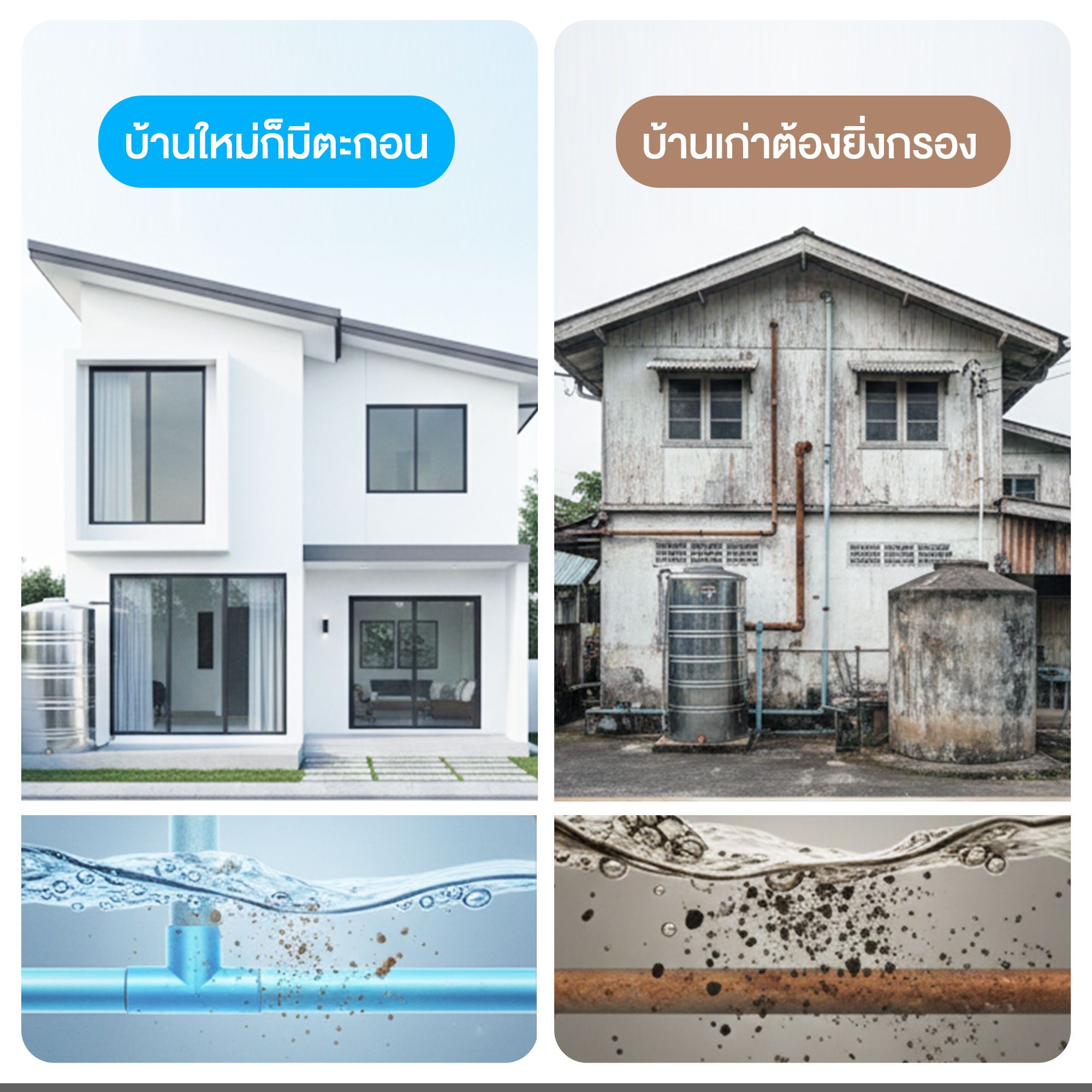 Pure Drop Pre Filter กรองน้ำก่อนแท้งค์ | 40 Micron | 2 ชั้นกรอง | พร้อมติดตั้ง | รับประกัน 5 ปี