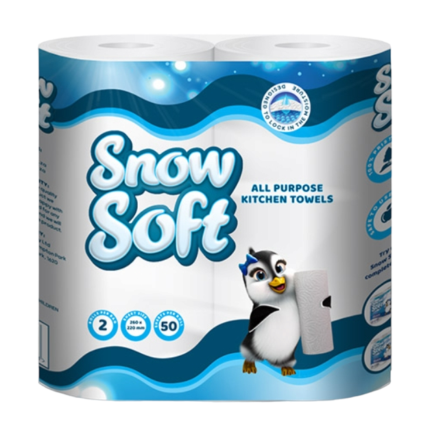 2 Snowsoft Kitchen Towel 2 Ply 50 Sheet