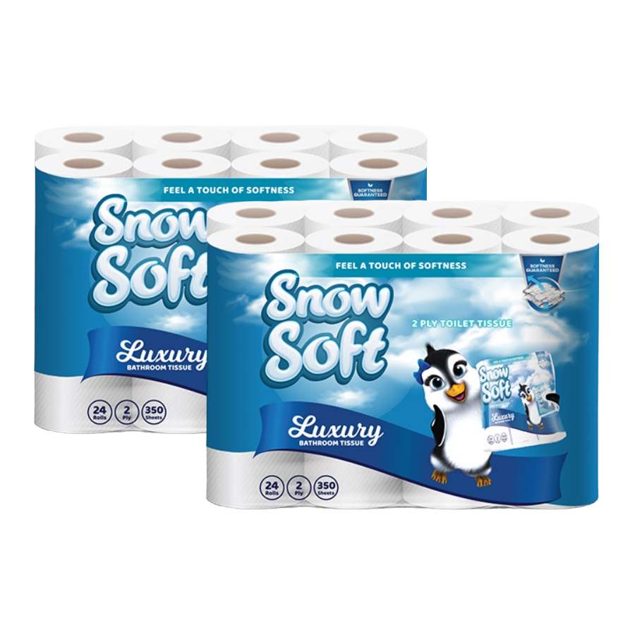 48 Pack SnowSoft Toilet Paper 2 Ply (2 X 24 X 350 Sheets)