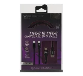 Volkano 1.2m Weave Series Type-C to Type-C Cable Black